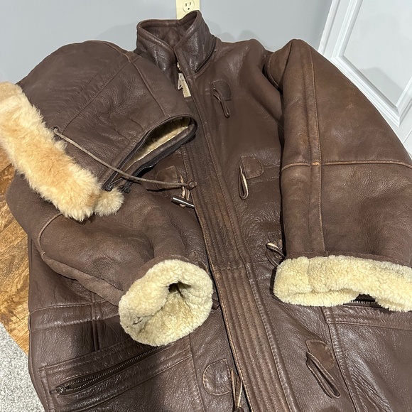 Walter Davoucci Vintage Shearling Leather Coat – Large – Made in Uruguay